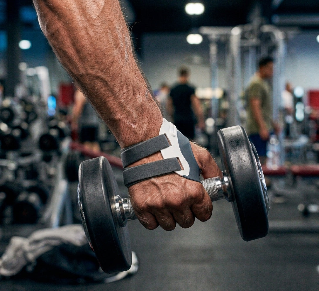 CMC Thumb Stabilizer worn while gripping dumbbell in gym - active lifestyle support